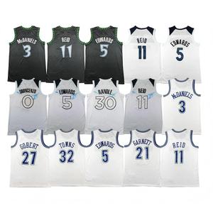 2026 Minnesota 5 pour hommes #   Anthony Edwards # Maillot de basket-ball respirant sans manches 3 Jaden <span class=keywords><strong>McDaniels</strong></span>, uniforme de jeu cousu pour les fans - Product Image 1