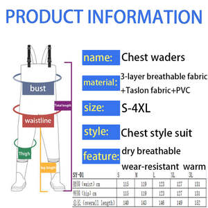 Nouveau design waders de pêche prix fabricant à la mode rouge et noir couture couleur canard waders de chasse avec stockingfoot - Product Image 4