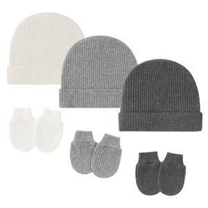 Meilleur cadeau pour nouveau-né : <span class=keywords><strong>bonnet</strong></span> et moufles tendance, <span class=keywords><strong>bonnet</strong></span> bébé tricoté multicolores, gants chauds, ensemble d'accessoires pour bébé - Product Image 1