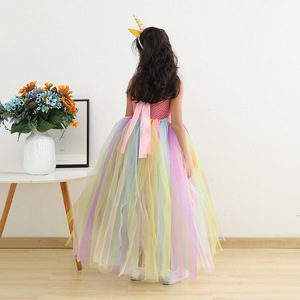 Abbigliamento per Bambini Nuova <span class=keywords><strong>Gonna</strong></span> in <span class=keywords><strong>Tulle</strong></span> con Fiori Arcobaleno per Bambine Vestito Lungo Principessa in <span class=keywords><strong>Tulle</strong></span> a Rete per Bambini - Product Image 4