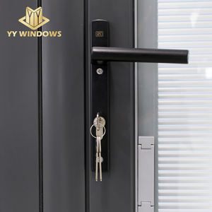 Pintu Prancis Aluminium Berayun Terbuka Eksterior Hitam Logam Panel Pintu Prancis dengan Tirai Pintu Eksterior - Product Image 4