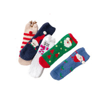 Chaussettes en polaire corail de Noël pour femmes, épaisses et chaudes, en tissu éponge, en polaire bouclée, chaussettes de nuit en polaire mi-longues