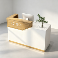Comptoir de réception moderne en bois pour salon de beauté et magasin de détail, petit comptoir d'accueil de 1m, logo personnalisé disponible