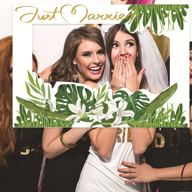 Juste marié mariage Selfie cadre Photo Booth Prop décoration grand Photo Booth cadre Photo Props Kit pour les fournitures de fête de mariage