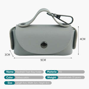 Pochette distributrice de sacs à déjections canines en cuir PU tendance, portable, pour les promenades en extérieur - Product Image 4