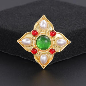 Broche florale en alliage plaqué or vintage Weiman, perle agate haut de gamme, vêtements à la mode <span class=keywords><strong>Fixin</strong></span> - Product Image 1