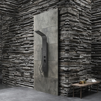 Datima — panneau d'écran de douche mural, système de robinetterie mitigeur, en aluminium noir, Massage Spa de pluie, salle de bains moderne