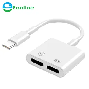 EONLINE-Divisor USB Dual tipo C 2 en 1, adaptador de Audio de carga rápida tipo C a 3,5mm para auriculares para Huawei, Xiaomi, Oneplus