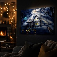 Tableau LED Scène Urbaine Nocturne – Décoration Murale Lumineuse pour Salon, Chambre, Cadeau de Noël ou d'Halloween