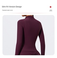 Veste de course à manches longues, série demi-zippée, haut de sport pour femme, vêtements de yoga et de pilates, chemises de sport sans couture, entraînement de fitness