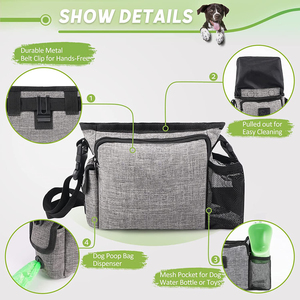 Riñonera portátil para caminar con perros, dispensador de bolsas para excrementos integrados y múltiples bolsillos, incluye Clip para cinturón de cintura, hombro ajustable - Product Image 2