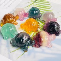 Prix usine en gros naturel de haute qualité sculpté à la main cristal artisanat fluorite tortue sculptures pour la décoration