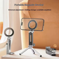 Support de téléphone magnétique portable en alliage d'aluminium 360° °   Trépied pliable rotatif pour voyage/voiture/bureau