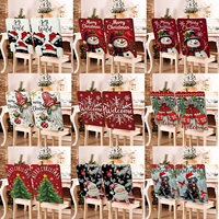 Weihnachts-Stuhlhussen-Set Esszimmer-Schutzbezüge Abnehmbar Waschbar Dehnbar Weihnachtsbaum Schneemann Hotel Party Hochzeit Feiertagsdekoration