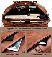 Porte-documents pour homme en cuir PU de haute qualité, logo personnalisé, sac à bandoulière pour ordinateur portable 15,6 pouces, grande capacité, sac à main de bureau