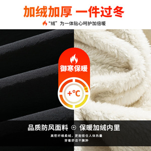 Pantaloni Casual da Uomo in Nylon, Vestibilità Ampia, Invernali, per Ragazzi Adolescenti, Gamba Larga, Foderati in Pile, Ispessiti - Product Image 4