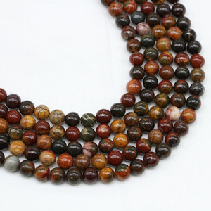 <b>Red</b> Picasso Stone Beads Round Loose Beads For <b>Bracelet</b> Making 6mm Natural Stone Jewelry Making Supplies Yiwu Origin - Product Image 1