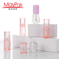 Emballage de tube de brillant à lèvres transparent de luxe personnalisé mignon vide en plastique rond 3.5ml 5ml avec brosse