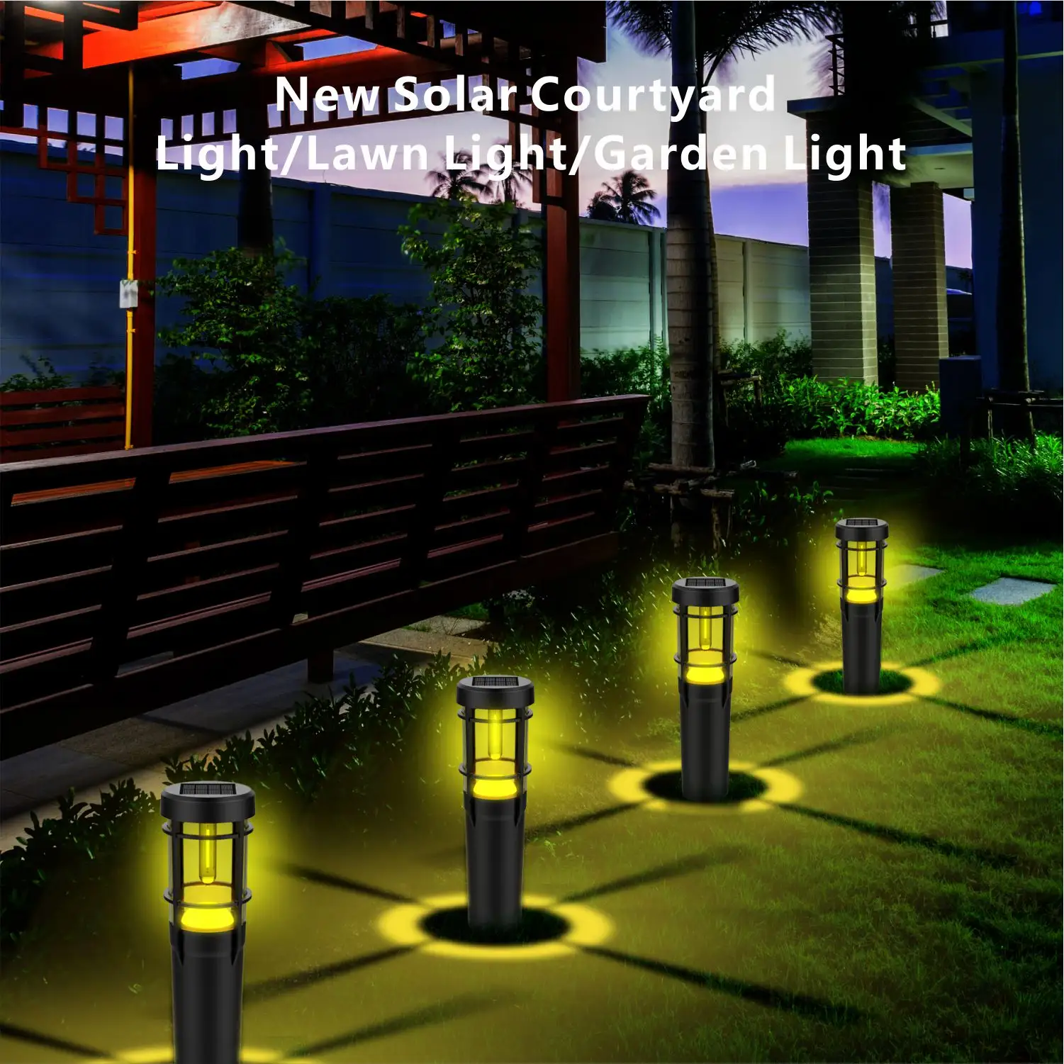Landscape decor waterproof warm LED Filament Bulb solar powered bollard lawn lamps outdoor ground garden solar led pillar lights
