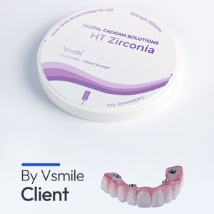Bloc de zircone Vsmile HT 98/95mm pour système ouvert, fraisage dentaire CADCAM pour coping, abutments et couronnes d'arcade complète 1200Mpa - Product Image 4