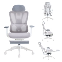 2025 Chaise de bureau ergonomique d'appui-tête de directeur de maille blanche moyenne avec l'accoudoir 3D