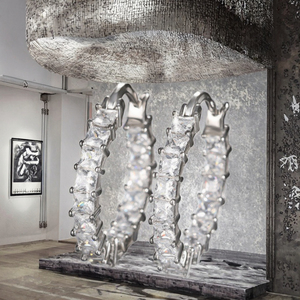 Boucles d'oreilles créoles en laiton plaqué or 14 carats pour femmes à la mode bijoux à la mode en zircone cubique sans décoloration - Product Image 2