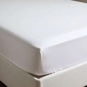 Drap-housse 100% coton blanc, taille King (180x200cm) - Product Image 1