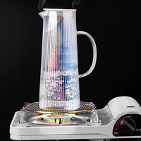Jarra de Agua de Vidrio de Gran Capacidad, Estilo Moderno, Resistente al Calor, de Vidrio Borosilicato, Color Ámbar Gris Claro, con Asa