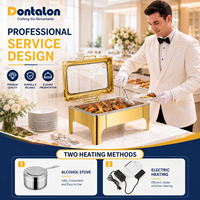 Chafing Dish Dontalen 6/9L Kommerzieller Edelstahl 304 Luxus Gold Gehämmerte Oberfläche Rechteckiger Buffet-Speisenwärmer mit Individuellem Logo