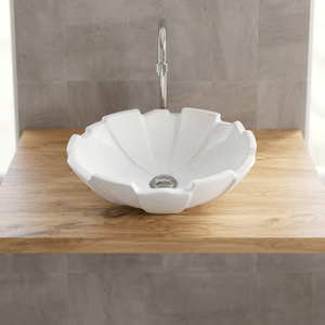 Lavabo de mesa redondo pequeño Lavabo de cerámica Nuevo diseño Lavabo de baño de encimera blanco elegante - Product Image 5