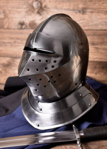 Casco Inglés de Siglo XVI Hecho a Mano, Cerrado, Chapado en Acero al Carbono, Inspirado en la Nautica Medieval, con Forro de Cuero Decorativo - Product Image 6