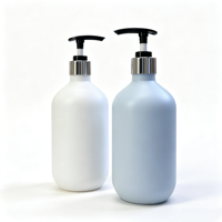 Bouteille pompe HDPE recyclable 500 ml, conteneur cosmétique vide, tête à anneau argenté, logo personnalisé, couleur OEM ODM, shampoing, lotion corporelle
