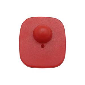 100 étiquettes antivol rigides carrées rouges EAS RF 82 MHz avec broche pour magasins de détail et boutiques de vêtements - Product Image 1