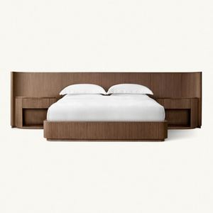 Juego de Muebles de Madera para Dormitorio, Cama de Plataforma de Madera Byron con Cabecero Extendido y Mesitas de Noche Abiertas - Product Image 1