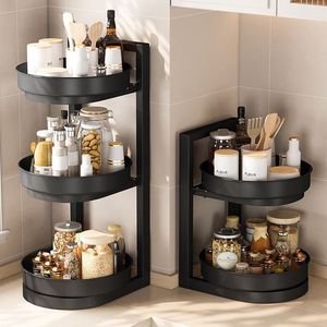 <b>Rotating</b> <b>Spice</b> <b>Rack</b> Double Layer Corner Storage For Kitchen Countertop Multipurpose Organizer - Product Image 1