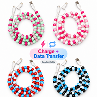 Câble de charge pour téléphone 3 en 1 avec perles, câble de charge multi-couleurs, USB Type C, multi-connecteurs, cordon de transfert de données