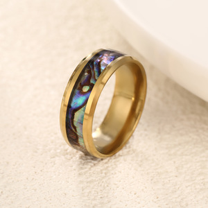 Bán buôn thời trang thép không gỉ dát bào ngư <span class=keywords><strong>Shell</strong></span> <span class=keywords><strong>Ring</strong></span> 18K vàng-mạ Chất lượng cao Wedding engagement Party Jewelry Quà Tặng - Product Image 4