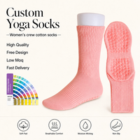 Chaussettes de yoga en coton tricoté de haute qualité avec logo personnalisé, vente en gros, chaussettes d'été antidérapantes pour femmes, chaussettes de pilates pour femmes, fitness