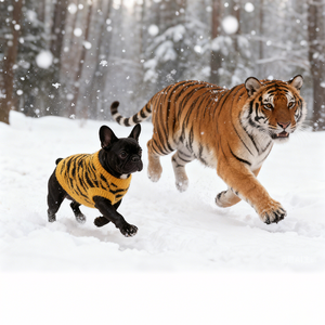 Sweater Anjing Rajut Motif Harimau untuk Musim Dingin, Pakaian Musim Dingin untuk Anjing Kecil, Pakaian Rajut untuk Anjing Besar untuk Luar dan Dalam Ruangan - Product Image 3