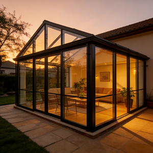 Véranda moderne en verre, extérieur en aluminium, verre trempé, quatre saisons, <span class=keywords><strong>solarium</strong></span>, double vitrage trempé, double vitrage Low-E 6063 - Product Image 4