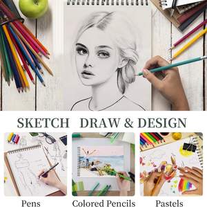 Carnet de <span class=keywords><strong>croquis</strong></span> en spirale personnalisé, carnet de <span class=keywords><strong>croquis</strong></span> à l'aquarelle pour les étudiants, l'école, l'apprentissage de la dessin, utilisation promotionnelle, A3 A4 A5 - Product Image 5