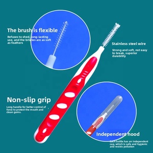 Lot de 10 brosses interdentaires bicolores en gros, ultra-fines, à poils doux, avec fil orthodontique en acier inoxydable, <span class=keywords><strong>pour</strong></span> adultes, en PP/plastique - Product Image 2