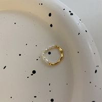 Bijoux géométriques en or 18 carats à la mode, bague en perles avec cordon élastique réglable pour femmes