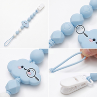 Attache-tétine personnalisée en silicone moulé monobloc, motifs étoile, nœud, nuage, dinosaure, ours, lune, pour la dentition, qualité alimentaire, sans BPA
