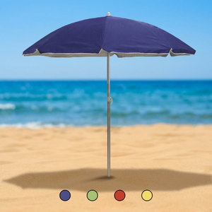 Ombrellone da Spiaggia Galileo Soleil Est in Alluminio Anodizzato Opaco, Diametro 2m, 8 Stecche Rinforzate in Acciaio al Carbonio, Poliestere 140gsm Argento - Product Image 3