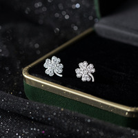 Romantische S925 Silber Blumen Zirkon Ohrstecker 925 Sterling Silber Blütencluster Ohrringe