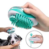 Brosse de douche de bain pour chien de compagnie en silicone stockée distributeur de toilettage propre en caoutchouc transparent avec fonction de massage de shampooing