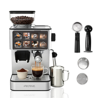 Cafetera AKANE A.81257, 1600 W, 20 Bares, Máquina de Espresso, Capacidad de 1.8 L, Molinillo de Granos de 280 g, Ciclo de Preparación Doble, 2 en 1