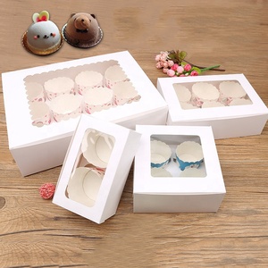 Giá Rẻ Tùy Chỉnh Có Thể Gập Lại 2 4 6 12 Mini Kraft Cupcake Hộp Giấy Với Cửa Sổ Rõ Ràng - Product Image 4