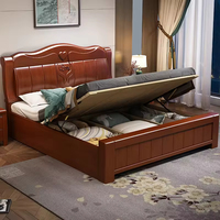 Vente en gros de lits modernes de luxe en bois massif, tailles Queen et King, avec rangement, meubles de chambre à coucher pas chers JY-B118